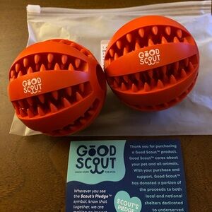 NWT Good Scout Dental Toy Balls 2 Dog Balls Red Toy New 7cm/2.75 inch